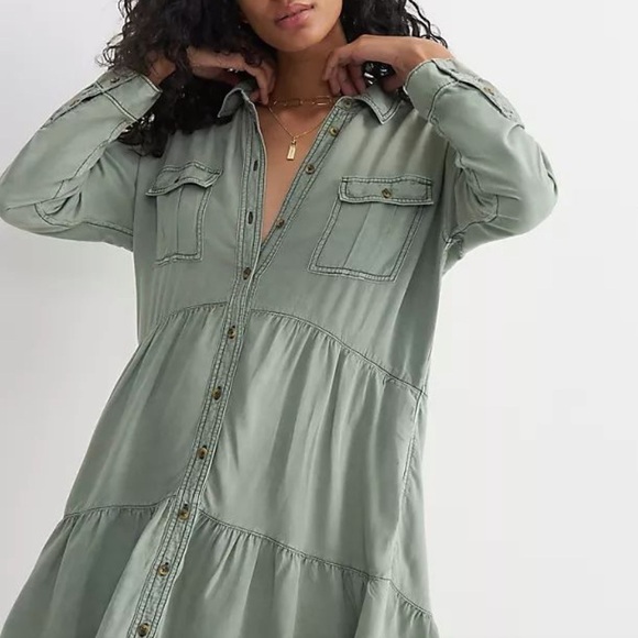 Pilcro Anthropologie Tiered Button Down Dress - Picture 1 of 12